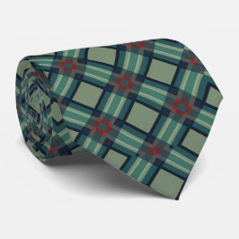 Corbata Verde Salvia Sofisticado y Plaid Geométrico de Azu
