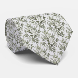 Corbata Verde Salvia Toile Floral