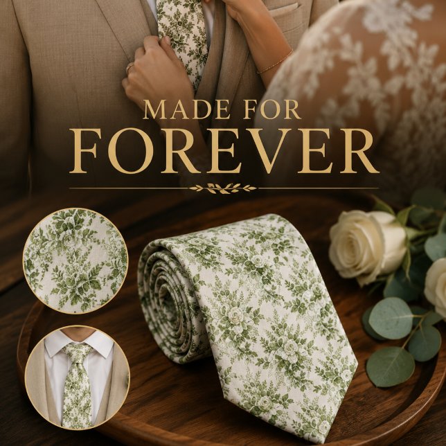 Corbata Verde Salvia Toile Floral  (Subido por el creador)