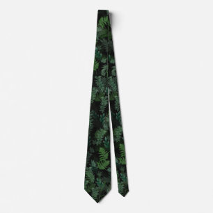 Corbata Verde tropical moderno Foliage verde negro