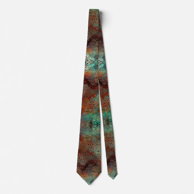 Corbata Verde Verdigris y Óxido (Anverso)