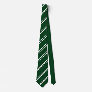 Corbata Verde y Blanca de Doble Raya