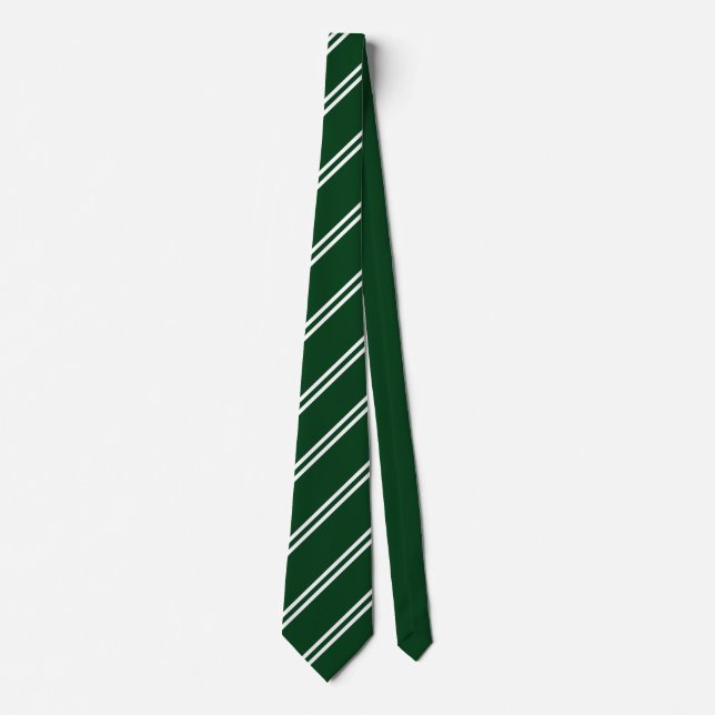 Corbata Verde y Blanca de Doble Raya (Anverso)