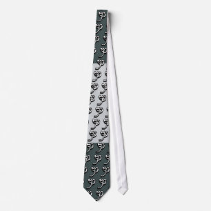 Corbata verde y gris con monograma P