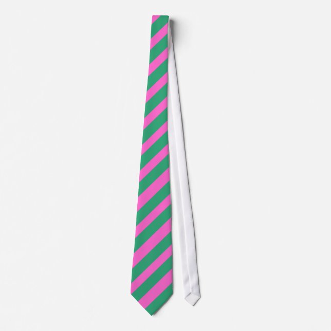 Corbata Verde y lazo rayado rosa (Anverso)