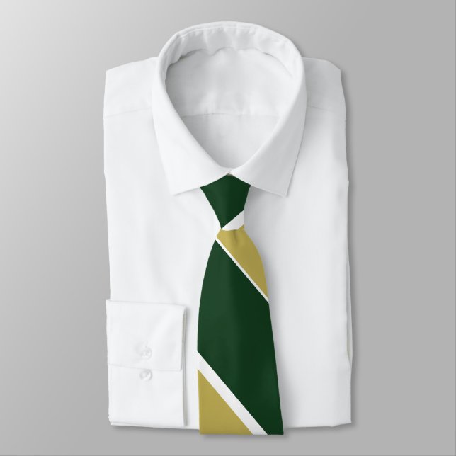 Corbata Verde y raya amplia de la universidad del oro (Atado)