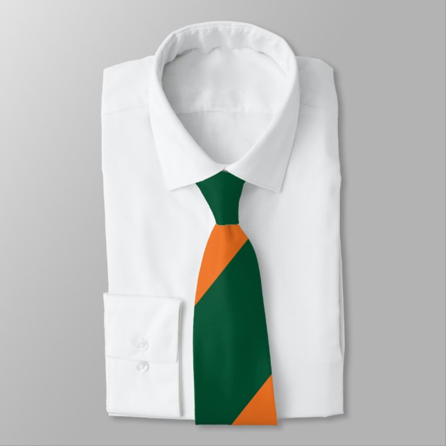 Corbata Verde y raya regimental amplia anaranjada (Atado)