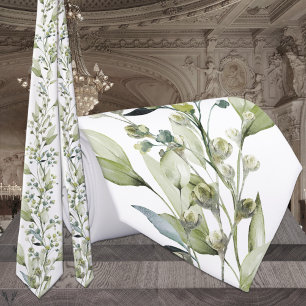 Corbata Verdor Eucalyptus Spray & Vines Boda Neck Tie