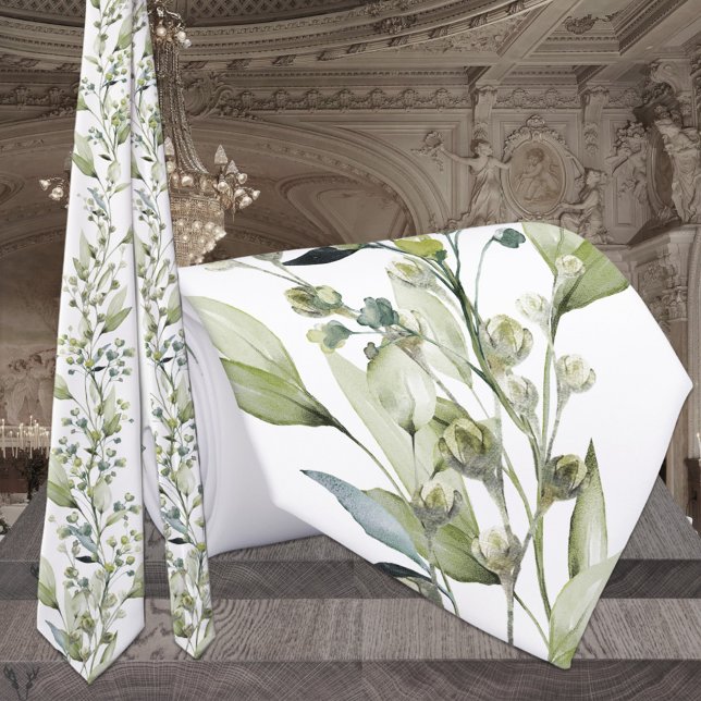 Corbata Verdor Eucalyptus Spray & Vines Boda Neck Tie (Subido por el creador)