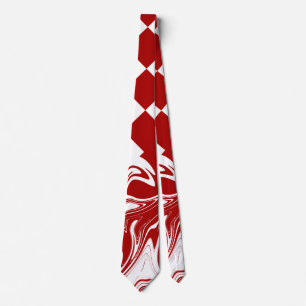Corbata Verificaciones y Remolinos en Rojo y Blanco