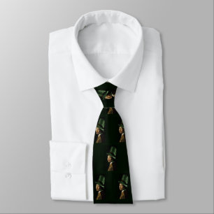 Corbata Vermeer Pendiente Perla Trébol Día de San Patricio