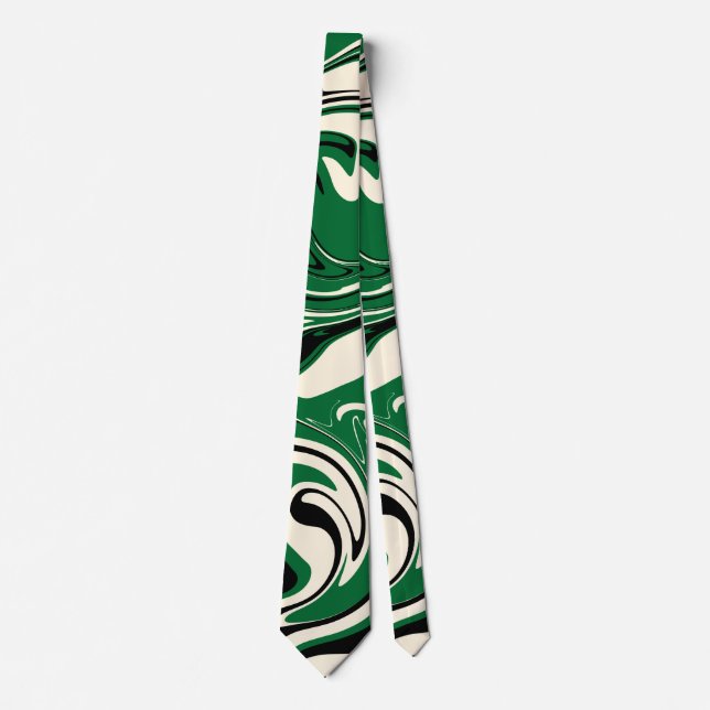 Corbata Vertido - Verde, Crema y Negro (Anverso)