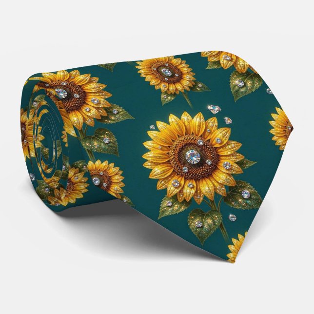 Corbata Vestir Casual | Girasoles y Diamantes (Enrollado)