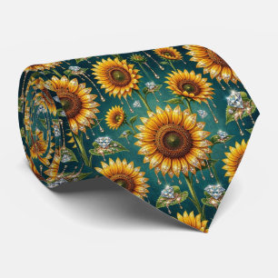 Corbata Vestir Casual Girasoles y Diamantes