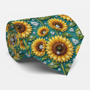 Corbata Vestir Casual   Girasoles y Diamantes