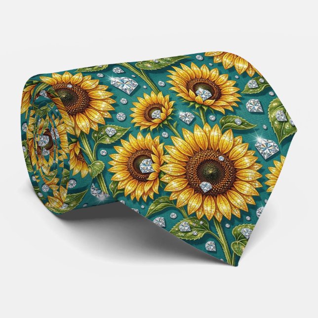 Corbata Vestir Casual | Girasoles y Diamantes (Enrollado)