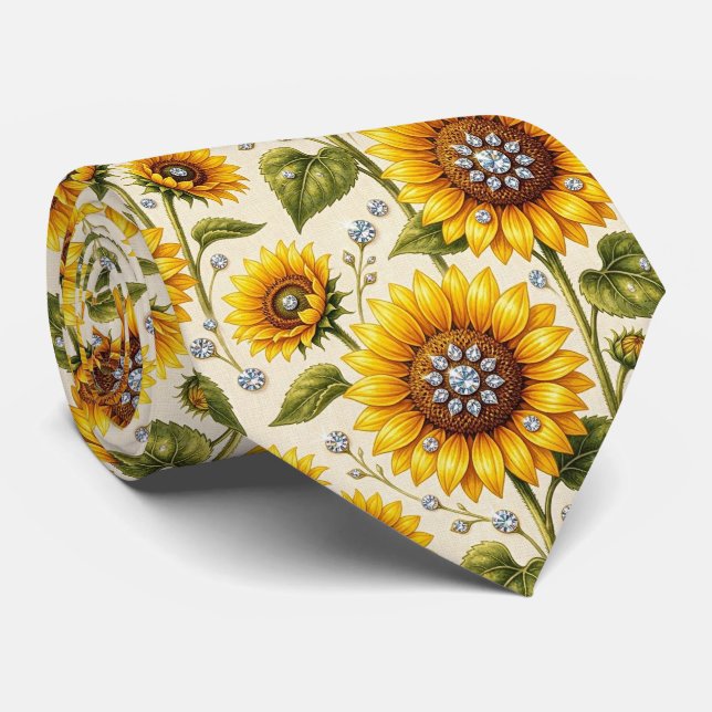 Corbata Vestir Casual | Girasoles y Diamantes (Enrollado)