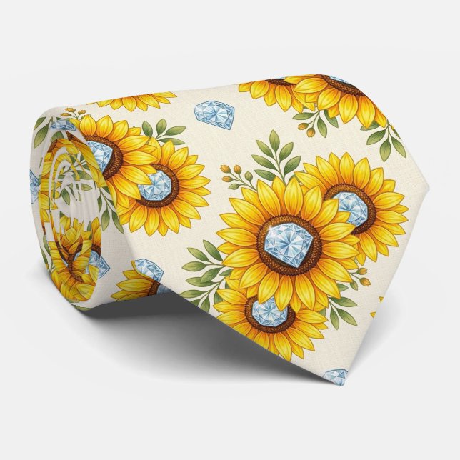 Corbata Vestir Casual | Girasoles y Diamantes (Enrollado)