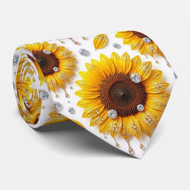 Corbata Vestir Casual | Girasoles y Diamantes (Enrollado)