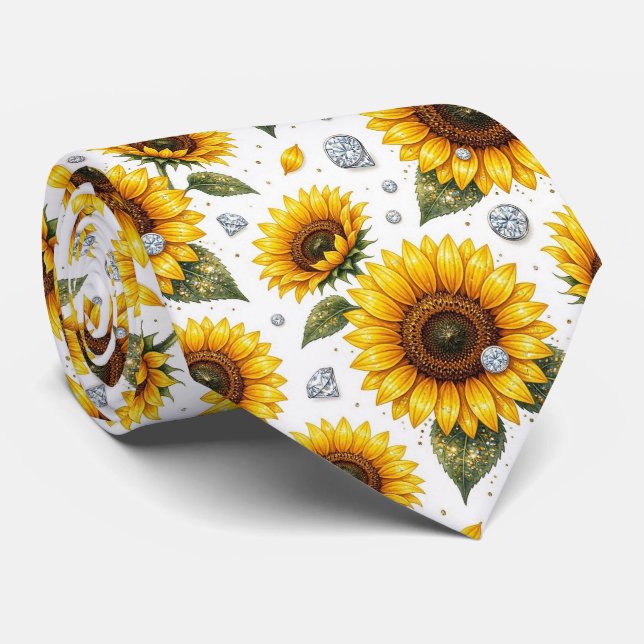 Corbata Vestir Casual | Girasoles y Diamantes (Enrollado)