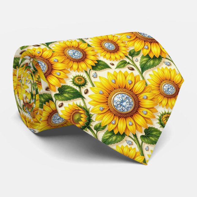 Corbata Vestir Casual | Girasoles y Diamantes (Enrollado)
