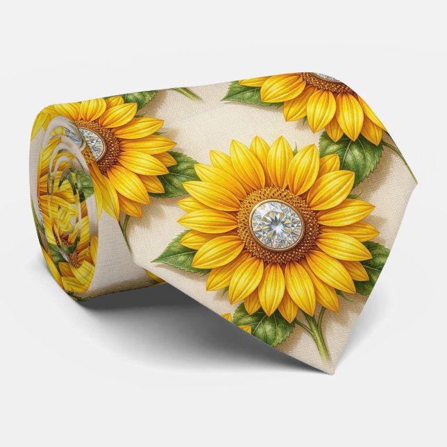 Corbata Vestir Casual | Girasoles y Diamantes (Enrollado)