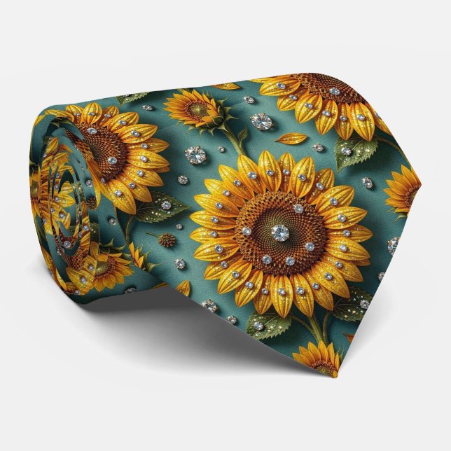 Corbata Vestir Casual | Girasoles y Diamantes (Enrollado)