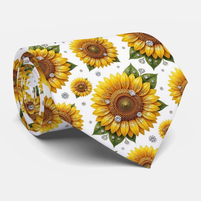 Corbata Vestir Casual | Girasoles y Diamantes (Enrollado)