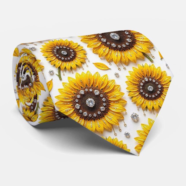 Corbata Vestir Casual | Girasoles y Diamantes (Enrollado)