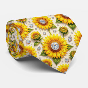 Corbata Vestir Casual Girasoles y Diamantes