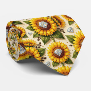Corbata Vestir Casual Girasoles y Diamantes