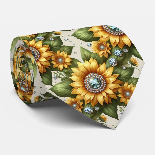 Corbata Vestir Casual | Girasoles y Diamantes (Enrollado)