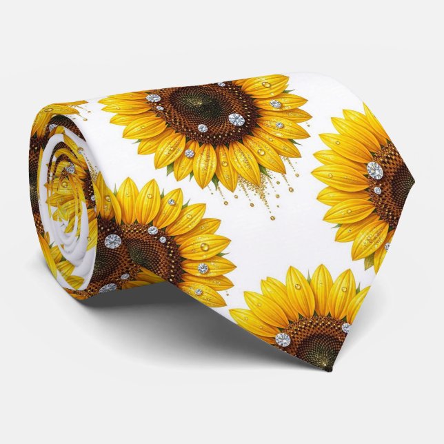 Corbata Vestir Casual | Girasoles y Diamantes (Enrollado)