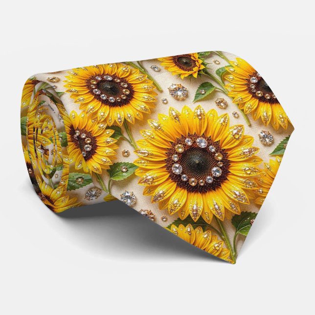 Corbata Vestir Casual | Girasoles y Diamantes (Enrollado)