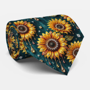 Corbata Vestir Casual Girasoles y Diamantes