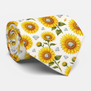 Corbata Vestir Casual Girasoles y Diamantes
