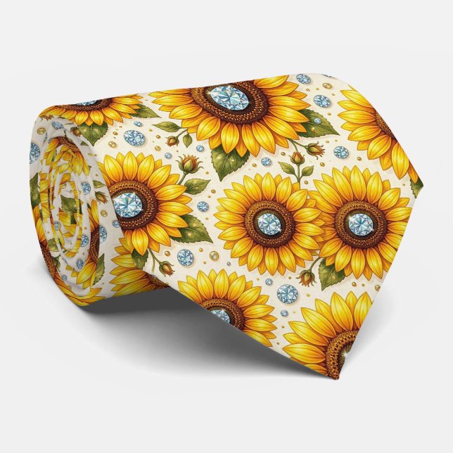 Corbata Vestir Casual | Girasoles y Diamantes (Enrollado)