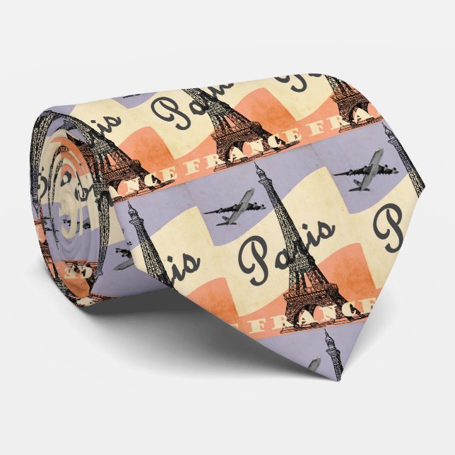 Corbata Viaje aéreo europeo de la Torre Eiffel de París (Enrollado)