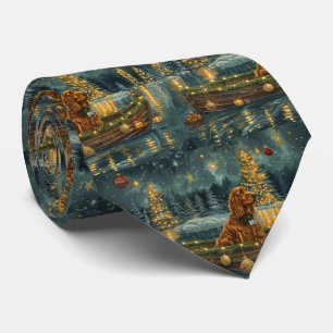 Corbata Viaje Festivo de Navidad del Setter Rojo Irlandés
