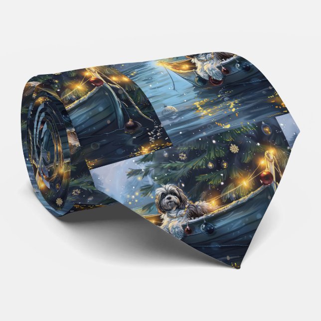 Corbata Viaje Festivo de Navidad Havanés (Enrollado)