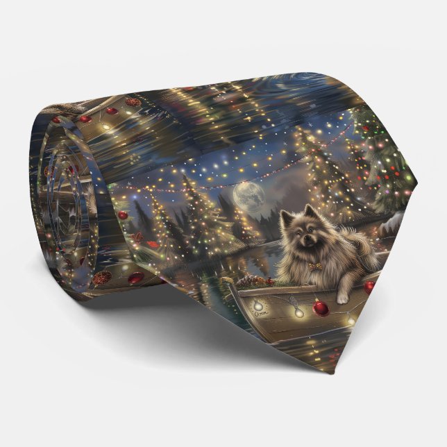 Corbata Viaje festivo de Navidad Keeshond (Enrollado)
