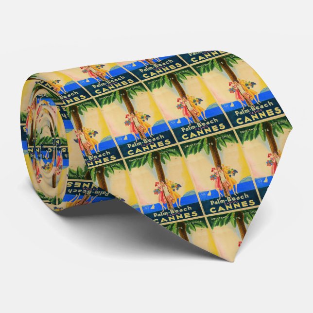 Corbata Viajes franceses de Cannes de época (Enrollado)