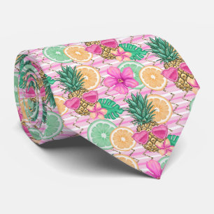 Corbata Vibes de verano coloridas Ananas Fruta Floral Cuel