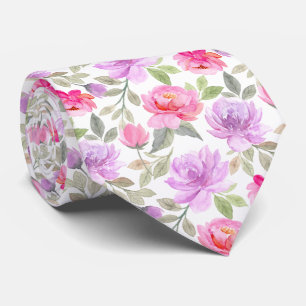 Corbata Vibra Fresca de Primavera: Diseño Floral Rosa y Pú