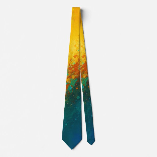Corbata Vibrant Abstract Explosion – Yellow, Teal & Blue (Anverso)