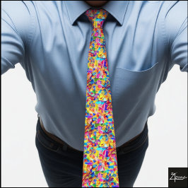Corbata Vibrant Chaotic Rainbow Mosaic Abstract Tie