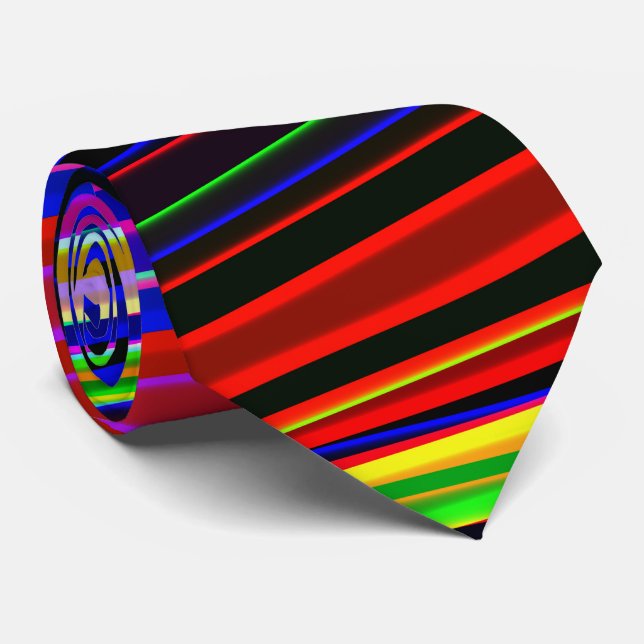 Corbata Vibrant Neon Striped Abstract Pattern (Enrollado)