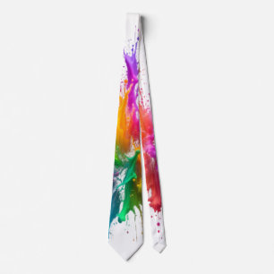Corbata Vibrant Rainbow Paint Splatter Explosion