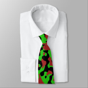 Corbata Vibrante camuflaje verde, rojo audaz y negro