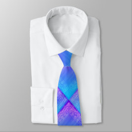 Corbata Vibrante eslabón de patrón azul y púrpura cuadrado